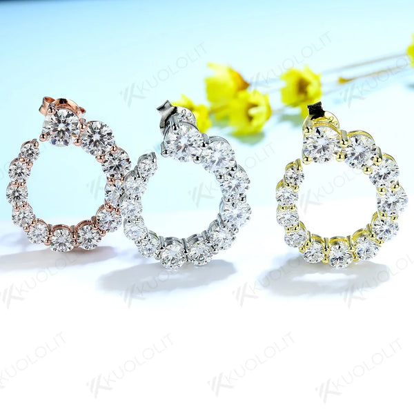 Kuololit 3.4ctw Moissanite Earrings for Women Solid 925 Sterling Silver Luxury Jewelry for Wedding Engagement Party Gift for Her