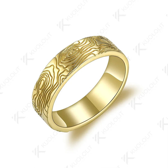 Kuololit Tree Pattern Rings for Men Women PT950 Solid 14K 10K 585 Yellow Gold Silver Ring for Anniversary Wedding Band Christmas