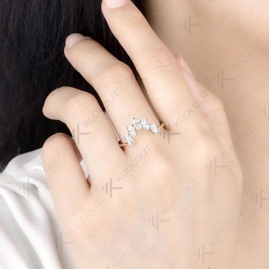 Kuololit 1.5CTW Oval Cut Moissanite Ring for Women Solid 14K 10K Yellow Gold Ring for Anniversary Christmas Gifts Party Custom
