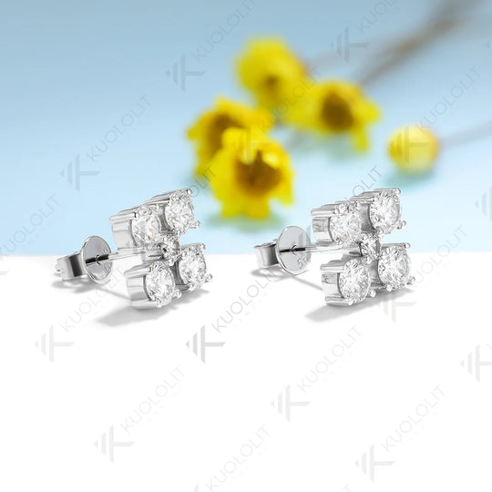 Kuololit 2.5CTW Lab Grown Diamonds Stud Earrings for Women Solid 18K 14K 10K 585 White Gold Anniversary Earrings for Christmas