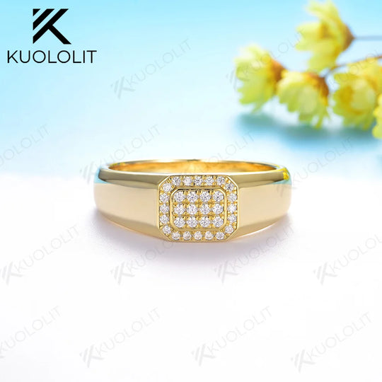 Kuololit 0.24CTW Moissanite Band Pave Setting for Men Women Solid 925 Sliver Solid14K 10K Gold Ring for Anniversary Engagement