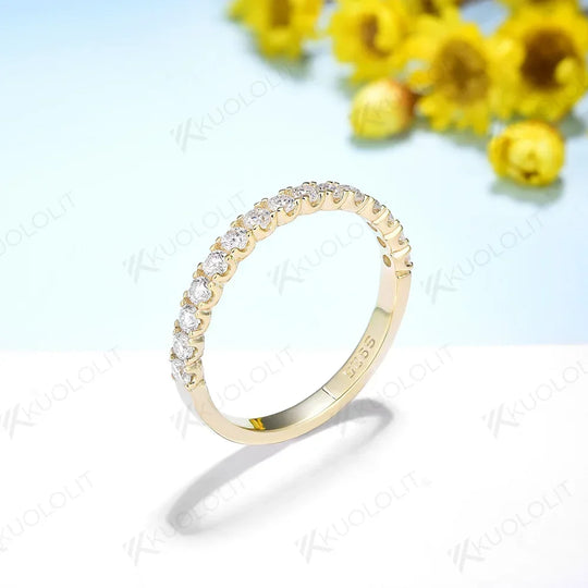 Kuololit 0.45CTW Lab Grown Diamonds  Half Eternity Stackable Band Ring