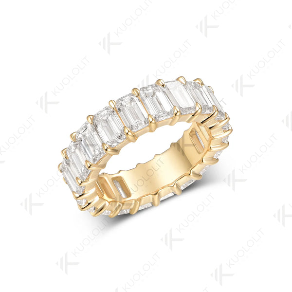 Kuololit 8CTW Emerald Moissanite Rings for Men Women Solid 14K 10K 585 Yellow Gold Wedding Band for Anniversary Christmas Luxury