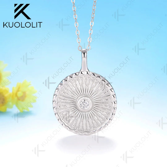 Kuololit 0.1CT Lab Grown Diamonds Necklace for Women Solid 14K 10K Gold Round Diamonds Pendant for Anniversary Christmas Gift