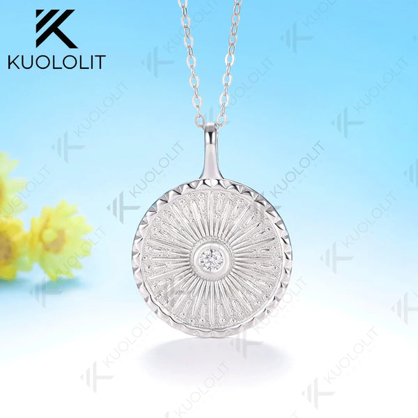 Kuololit 0.1CT Lab Grown Diamonds Necklace for Women Solid 14K 10K Gold Round Diamonds Pendant for Anniversary Christmas Gift