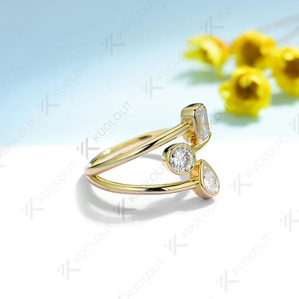 Kuololit 1.05CTW Lab Grown Diamond Engagement Ring for Women Solid 18K 14K 10K 585 Yellow Gold Wedding Band for Christmas Gifts