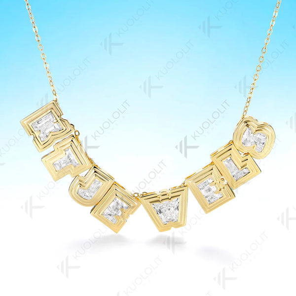 Kuololit A-Z Letter Moissanite Pendant Custom Set Necklace for Women 14K 10K Solid Gold Name Letter 26 Initial Alphabet for Gift