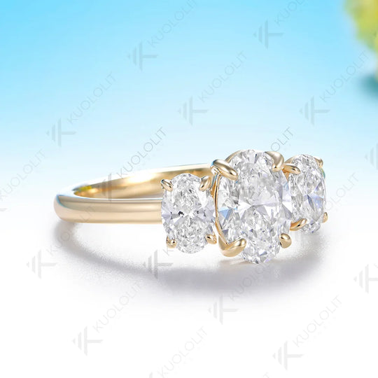 Kuololit 2.2CTW IGI Lab Grown Diamonds Custom Ring for Women Solid 14K 10K Yellow Gold Ring for Anniversary Christmas Gifts