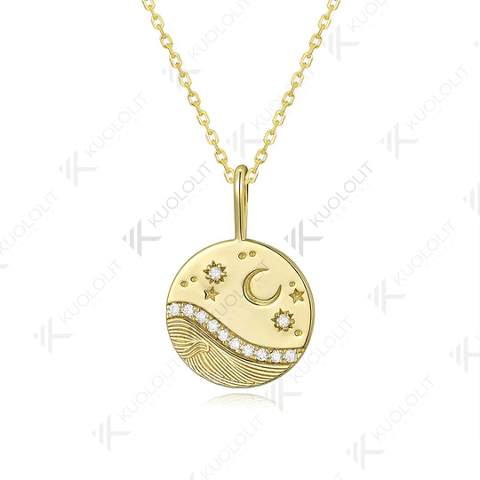 Kuololit 0.26CTW Moissanite Necklace for Women Solid10K14K Yellow Gold Necklace for Christmas Gifts Party Engagement Anniversary