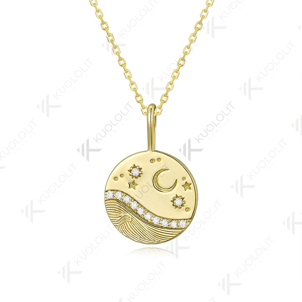 Kuololit 0.26CTW Moissanite Necklace for Women Solid10K14K Yellow Gold Necklace for Christmas Gifts Party Engagement Anniversary