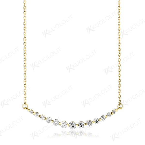 Kuololit 0.55CTW Moissanite Necklaces for Women Solid 10K 14K 18K 925 Sliver Round Pendant with Chain for Engagement Christmas