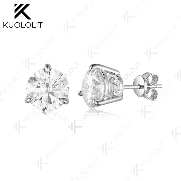 Kuololit 4CTW IGI Lab Grown Diamonds Stud Earirngs for Women Solid 14K 10K Gold D VS1 Diamonds Jewelry for Party Christmas Gifts