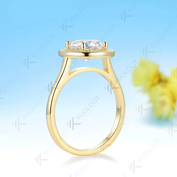 Kuololit 2CT IGI Lab Grown Diamonds Ring for Women D VS1 for Women Solid 14k 10K 585 White Gold for Engagement Christmas Gifts