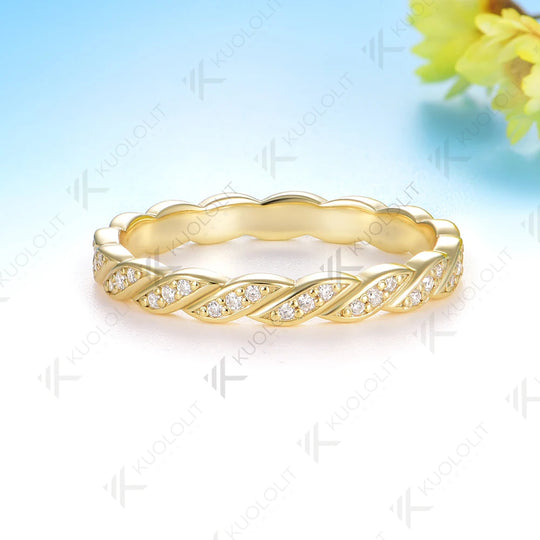 Kuololit 0.48CTW Moissanite Band for Women Men Solid14K 10K Yellow Gold Eternity Band for Anniversary Christmas Gifts Party