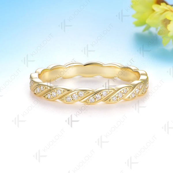 Kuololit 0.48CTW Moissanite Band for Women Men Solid14K 10K Yellow Gold Eternity Band for Anniversary Christmas Gifts Party
