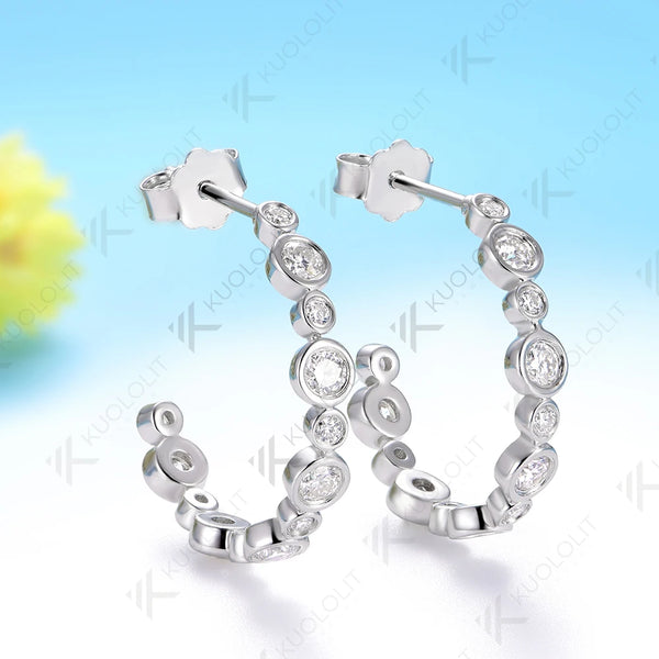 Kuololit 0.81CTW Lab Grown Diamonds Custom Stud Earrings for Women Solid 14K 10K 585 White Gold Stud Earrings for Christmas Gift