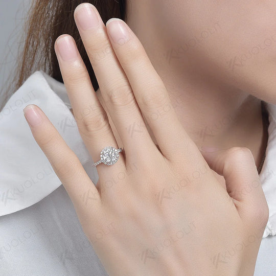 Kuololit 2CT Moissanite Ring for Women Solid 14K 10K 585 PT950 Gold 925 Silver Yellow Gold for Engagement Wedding Christmas Gift