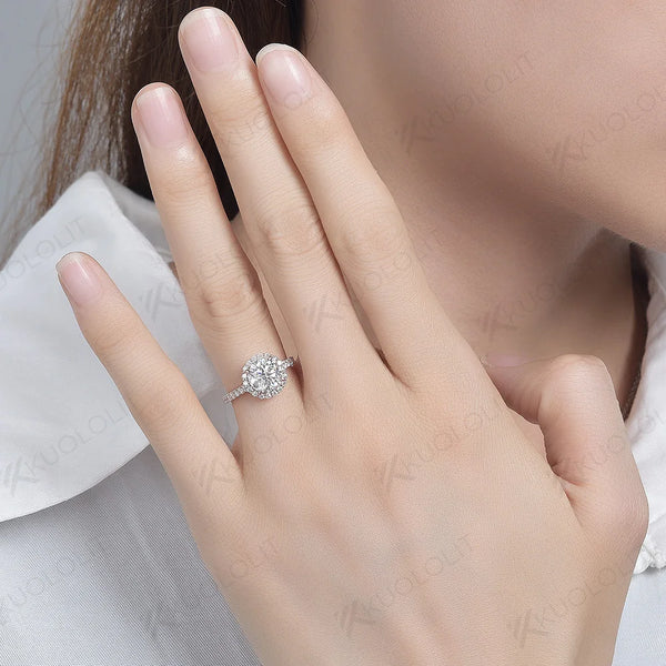 Kuololit 2CT Moissanite Ring for Women Solid 14K 10K 585 PT950 Gold 925 Silver Yellow Gold for Engagement Wedding Christmas Gift