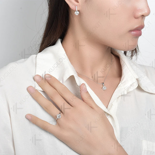 Kuololit 2CTW Moissanite Clip Earrings for Women Solid 18K 14K 10K 585 Yellow Gold Asscher Cut Earrings for Engagement Christmas