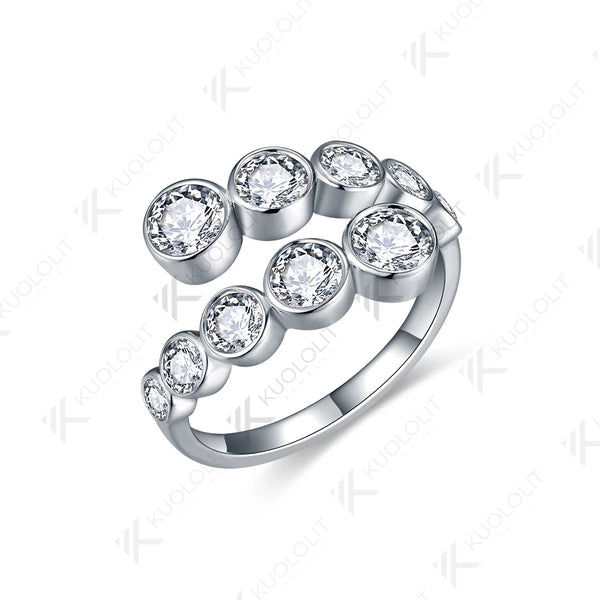 Kuololit 2.2CTW Lab Grown Diamonds Ring for Women Men Solid 14K 10K 585 White Gold Bezel Set Wedding Band for Christmas Gifts