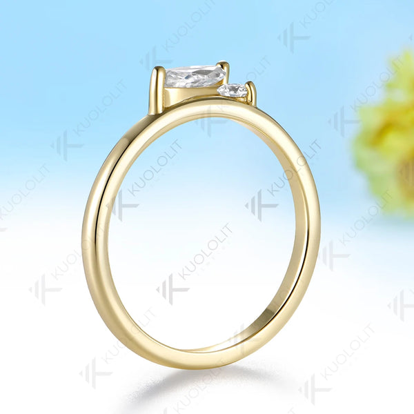 Kuololit Oval Cut Moissanite Cushion Moissanite Rings for Women Solid 14K 10K Yellow Gold for Engagement Wedding Christmas Gifts