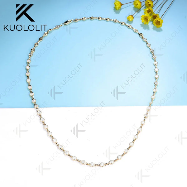 Kuololit 3.5CTW Moissanite Necklaces for Women Men Solid 14K 10K Gold 925 Silver Chain Tennis Necklace for Engagement Christmas