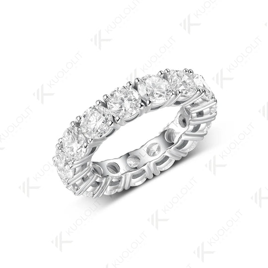 Kuololit 7CTW Lab Grown Diamonds Custom Wedding Band Ring for Women Solid 14K 10K 585 White Gold Eternity Full Band for Christmas Gifts