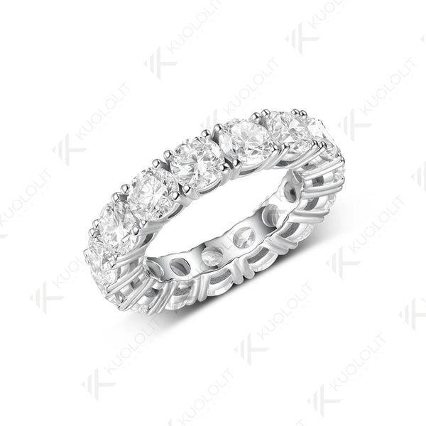 Kuololit 7CTW Lab Grown Diamonds Custom Wedding Band Ring for Women Solid 14K 10K 585 White Gold Eternity Full Band for Christmas Gifts