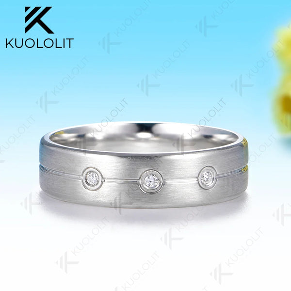 Kuololit 0.045CTW Lab Grown Diamonds Custom Band for Women Solid 14K 10K 585 Yellow Gold for Christmas Gifts Party Anniversary