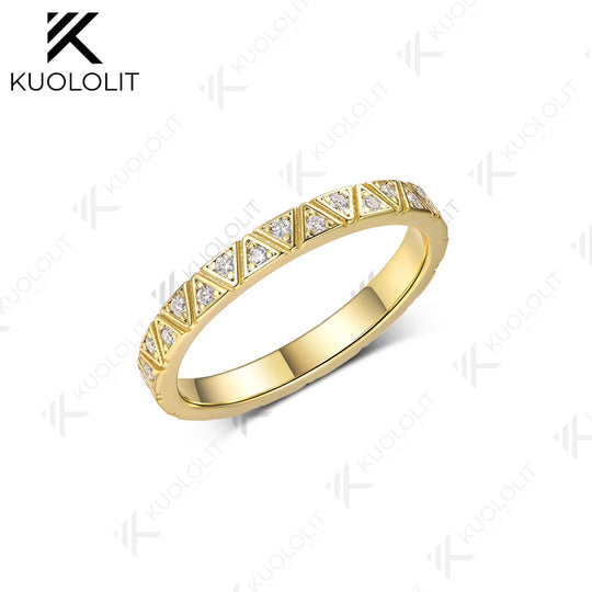 Kuololit 0.32CTW Lab Grown Diamond Band for Women Solid 18K 14K 10K Gold Ring for Anniversary Engagement Gifts Party