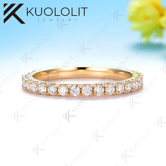 Kuololit 0.6CTW Lab Grown Diamonds Rings for Women Solid 18K 14K 10K 585 Yellow Gold Wedding Band for Christmas Classic Gifts