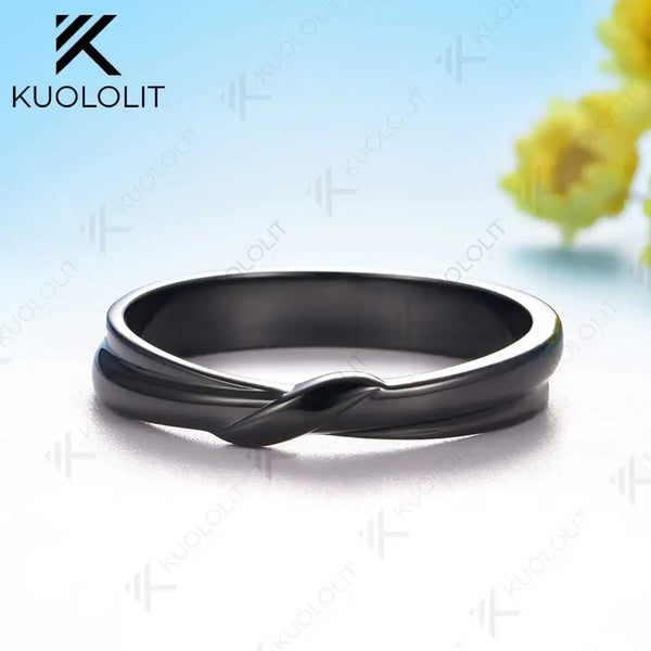 Kuololit Lab Grown Diamond Couple Ring Band Rings for Women Solid 925 Silver Black Rhodium Plated for Christmas Gift Anniversary