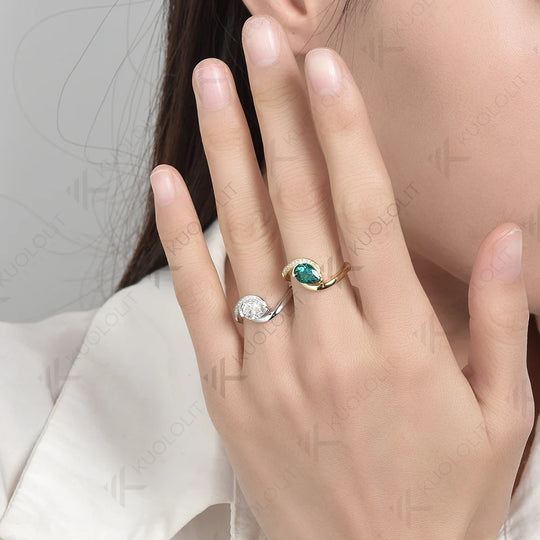 Kuololit 1.25CTW Lab Grown Diamond Eemrald Ring for Women Solid 18K 14K 10K 585 Yellow Gold Diamond Engagement Ring for Party