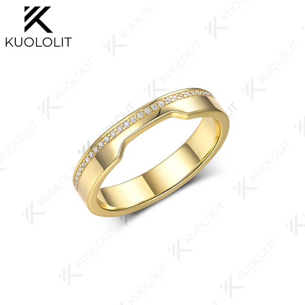 Kuololit 0.13CTW Lab Grown Diamond Band for Women Solid 18K 14K 10K Gold D VS1 Diamond Ring for Anniversary Engagement Gifts