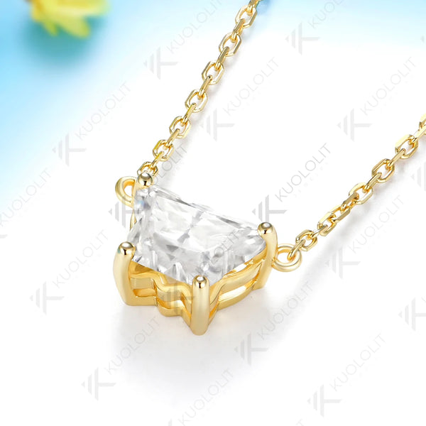 Kuololit 2CT Butterfly Moissanite Necklace for Women Solid 14K 10K Yellow Gold Animal Pedant for Christmas Party Gifts Wedding