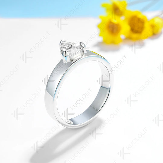 Kuololit 0.8CT Moissanite Ring for Women Solid 14K 10K 585 Yellow Gold Fat Triangle for Engagement Wedding Christmas Anniversary