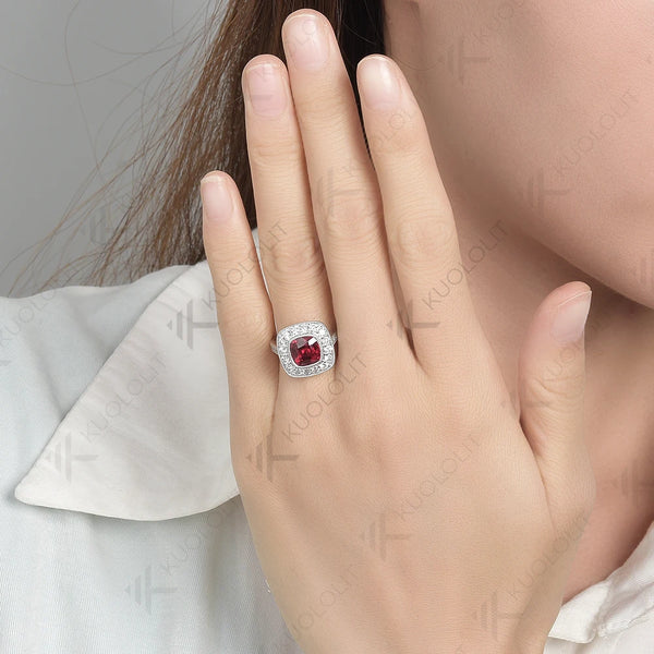 Kuololit 2.5CT Lab Grown Ruby Gemstone Ring for Women Solid 18K 14K 10K 585 Yellow Gold Moissanite Ring for Engagement Christmas