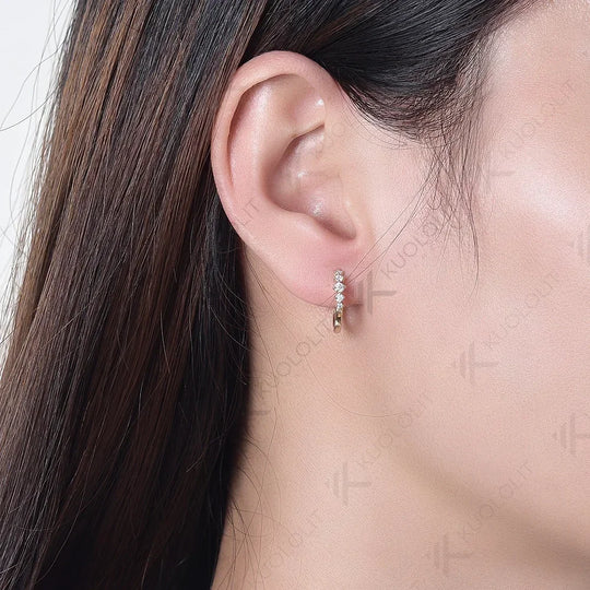 Kuololit Lab Grown Diamonds Earrings for Women 14K 10K Solid Gold White Gold 925 Silver Clip Hoop for Party Christmas Classic