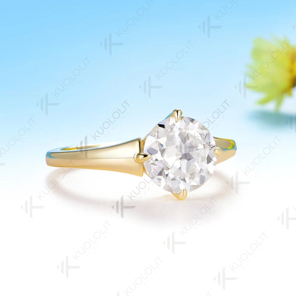 Kuololit 2CT OEC Moissanite Ring Set Ring for Women Solid 14K 10K 585 Yellow Gold Engagement Ring for Christmas Gifts Party