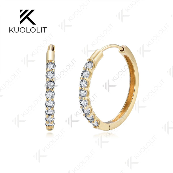 Kuololit 0.54CTW Lab Grown Diamond Hoop Earrings for Women Solid 18K 14K 10K 585 Yellow Gold Earrings for Engagement Wedding