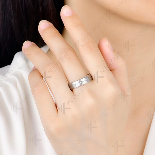 Kuololit 0.045CTW Lab Grown Diamonds Custom Band for Women Solid 14K 10K 585 Yellow Gold for Christmas Gifts Party Anniversary