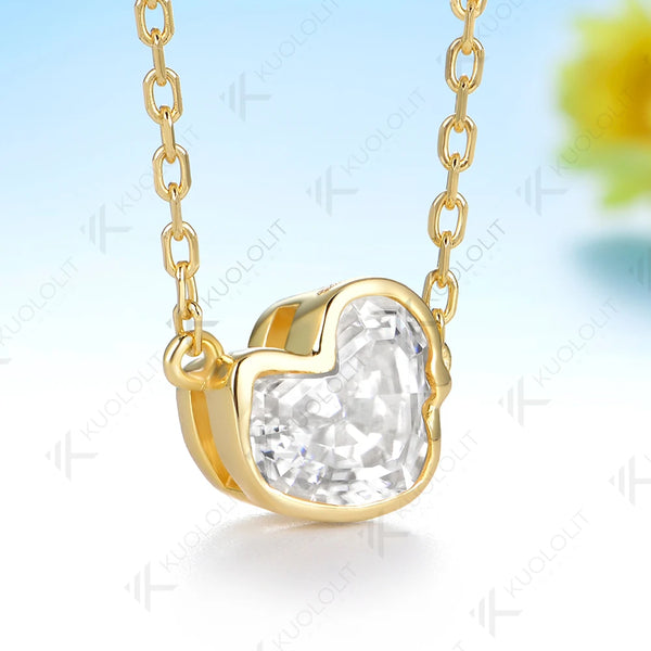 Kuololit 1.5CT Duck Moissanite Necklace for Women Solid 14K 10K Yellow Gold Animal Unique Cut Pedant for Engagement Christmas