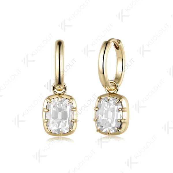 Kuololit 6CTW OMC Moissanite Custom Hoop Earrings for Women Solid 14K 10K 585 Yellow Gold Earrings for Engagement Christmas Gift