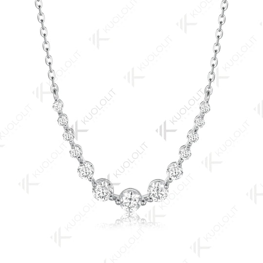 Kuololit 1.3CTW Moissanite Necklace for Women Men Solid 585 14K 10K Yellow Gold Round Bezel Set  for Anniversary Christmas Gifts