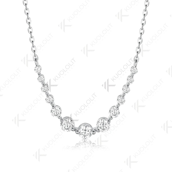 Kuololit 1.3CTW Moissanite Necklace for Women Men Solid 585 14K 10K Yellow Gold Round Bezel Set  for Anniversary Christmas Gifts