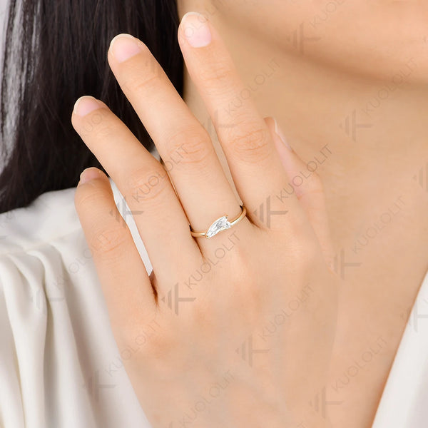Kuololit Oval Cut Moissanite Cushion Moissanite Rings for Women Solid 14K 10K Yellow Gold for Engagement Wedding Christmas Gifts
