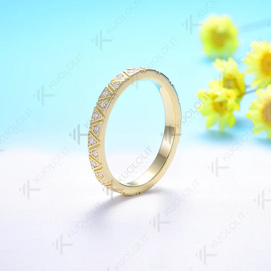 Kuololit 0.32CTW Lab Grown Diamond Band for Women Solid 18K 14K 10K Gold Ring for Anniversary Engagement Gifts Party