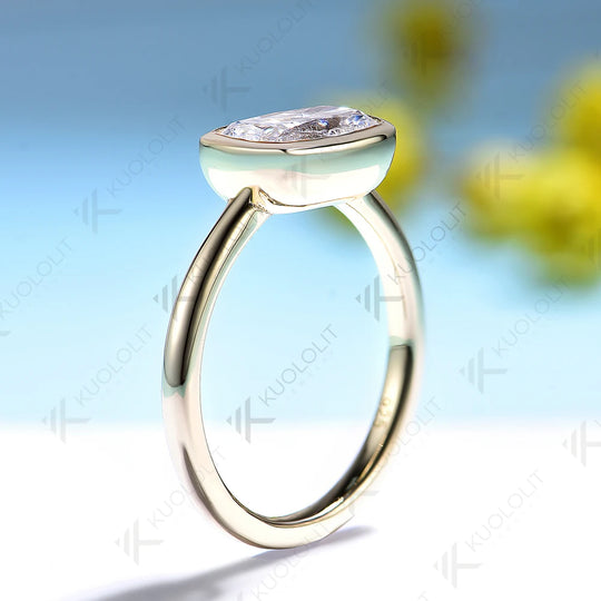 Kuololit 2CT OMC Cut Moissanite Engagement Ring for Women Solid 14K 10K Yellow Gold Ring for Anniversary Christmas Gifts Party Custom