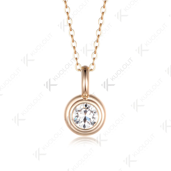 Kuololit 1CT OEC Moissanite Custom Necklace for Women Solid 14K 10K 925 Sliver Yellow Gold Round Pendant for Christmas Gifts