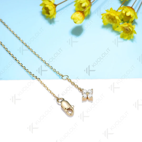 Kuololit Moissanite Bracelets for Women 585 18K 10K  Adjustable Chains Marquise Butterfly Charm for Engagement Christmas Classic